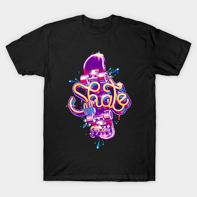 Neon Skate or Die Graphic T-Shirt by AdventureWizardLizard